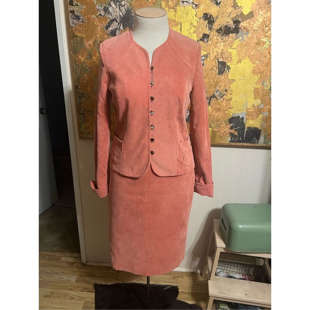 Jersey Brand Retro Women’s Apricot Corduroy Skirt Suit M